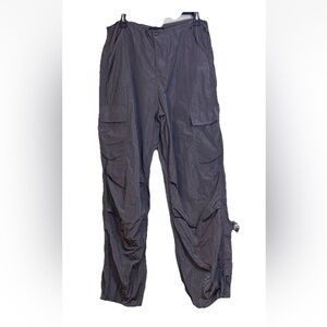 White Fox Parachute Cargo Pants Women’s Charcoal Nylon Sz XS Skater Drawstrings